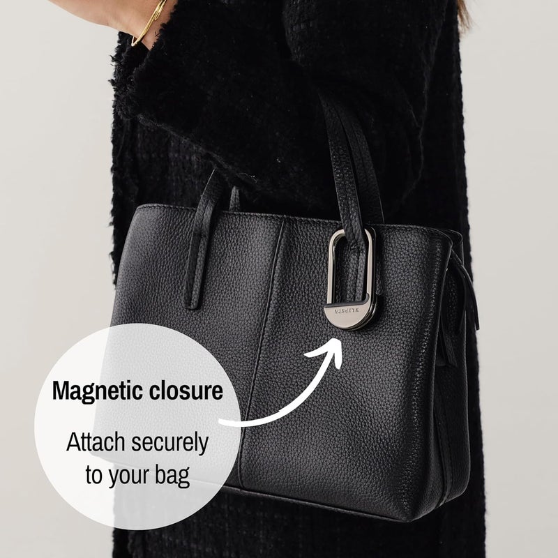 KLIPSTA FLIP Bag Hook - Newly Redesigned. Portable Purse Hanger for Table with Magnetic Closure. Now Holds up to 50 lbs. Gifts for Women, Stocking Stuffers (Chrome Black) - Image 3