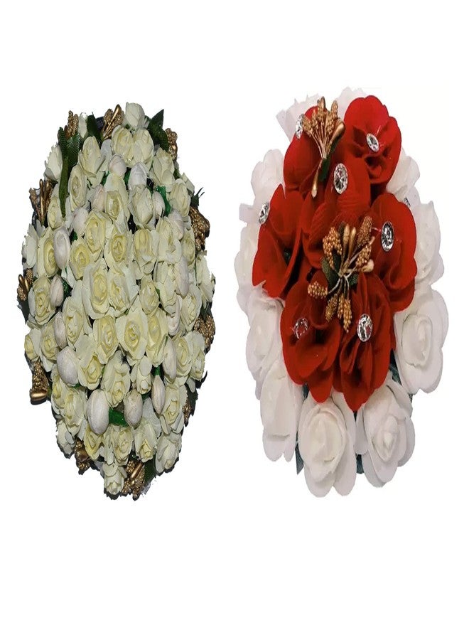AROOMAN Full Juda Bun Hair Flower Gajra combo for Wedding and Parties Pack of 2 - Image 2