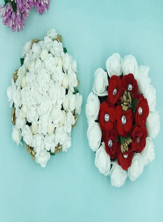 AROOMAN Full Juda Bun Hair Flower Gajra combo for Wedding and Parties Pack of 2 - Image 3