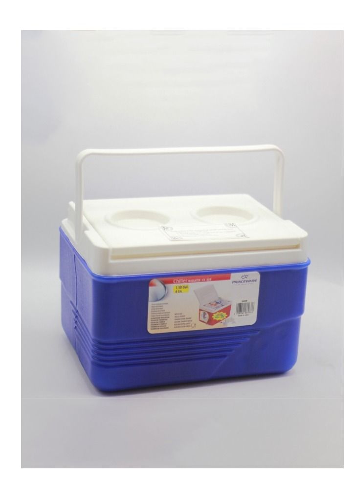 14 Liter Ice Box For Outdoor Use Portable For Drinks And Food Storage Box Cooler Blue/White 