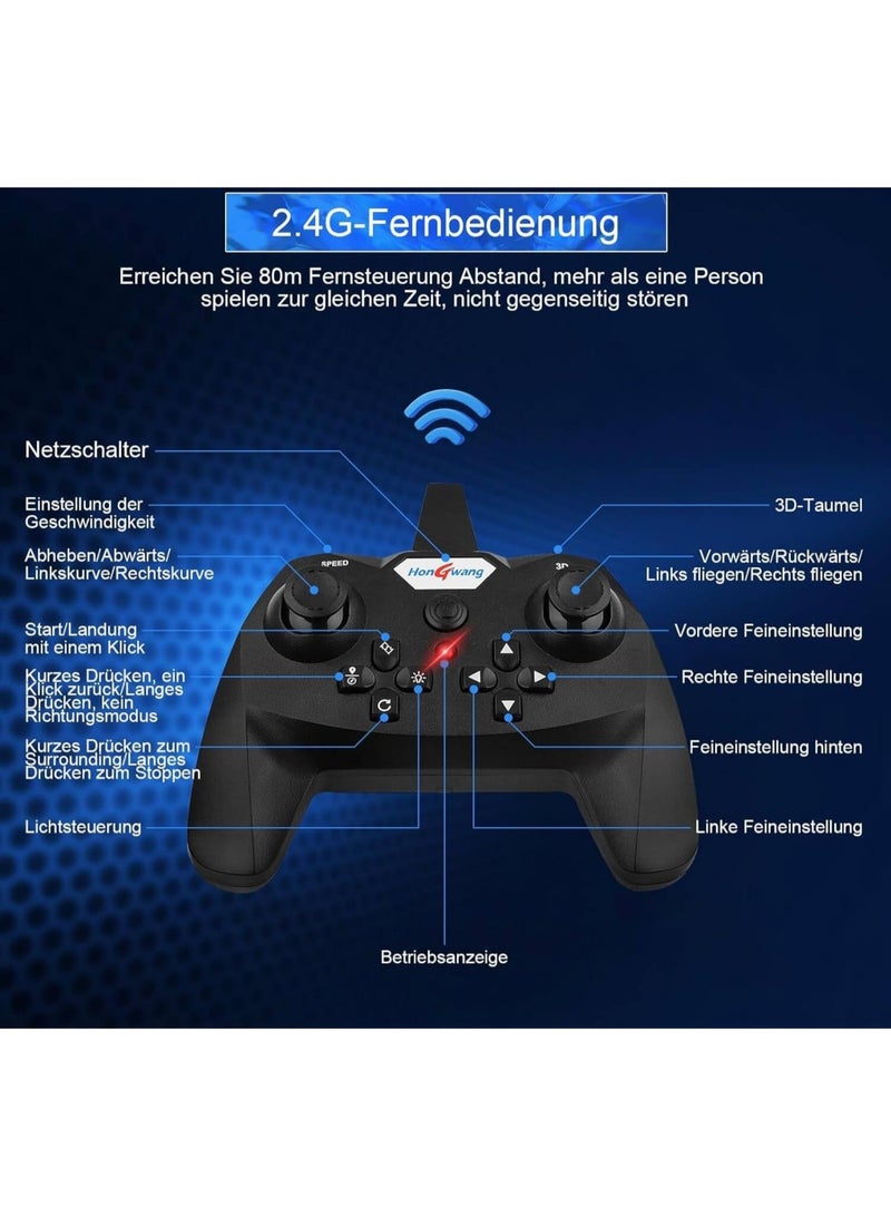 RC Aeroplane 2.4GHz Remote Controlled Aeroplane L0712 Quadcopter Floating Fighter Plane RC Aeroplane RTF for Beginners, Children and Adults, APlane Toy with Coloured Lights USB Charging - Image 3