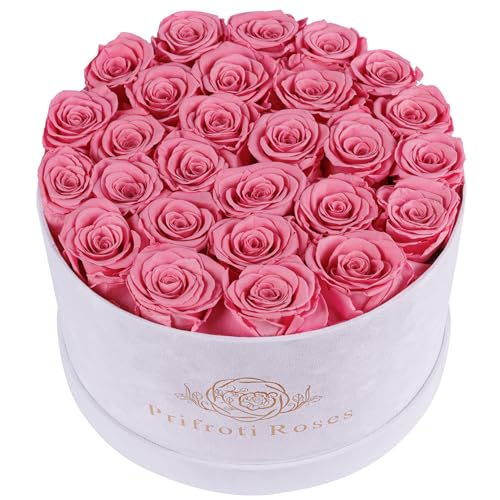 Prifroti 27 Flowers in a Luxury Suede Box, Birthday Gifts for Women, Preserved Flowers, Mothers Day Roses Gift for Mom, Light Pink - Image 1