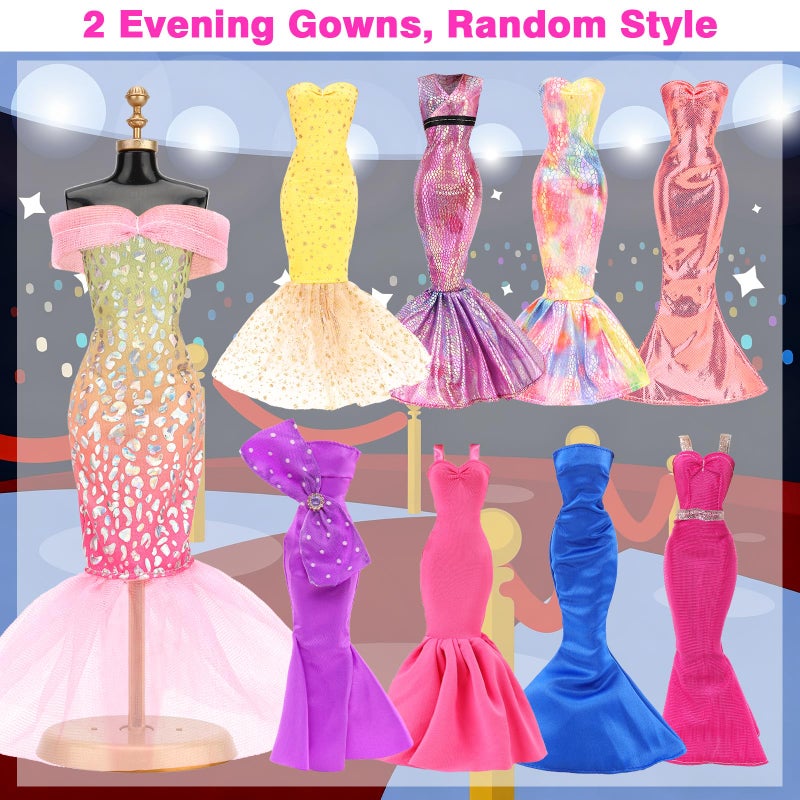 BARWA 11 Sets Doll Clothes Including 2 Sequins Dresses 5 Mermaid Floral Dresses 4 Casual Outfits Tops and Pants for 11.5 inch Girl Dolls - Image 3