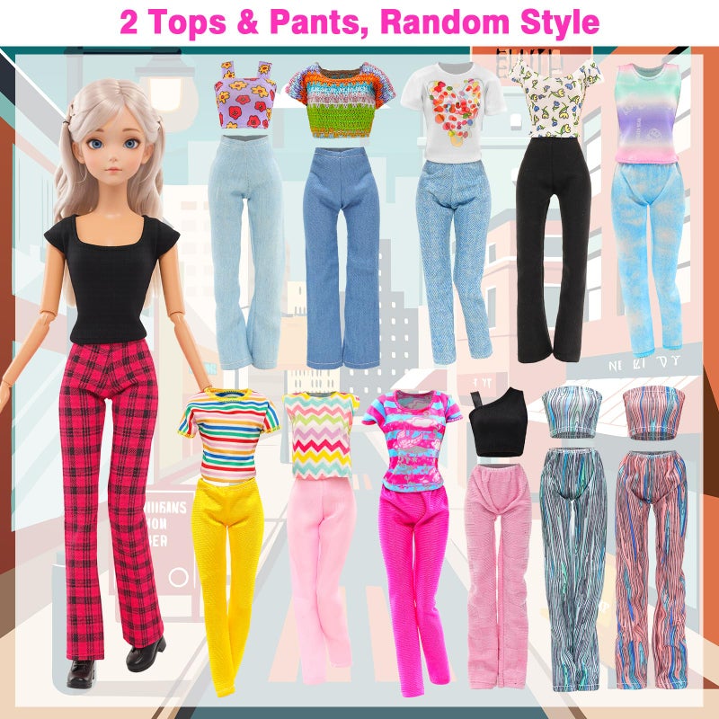 BARWA 11 Sets Doll Clothes Including 2 Sequins Dresses 5 Mermaid Floral Dresses 4 Casual Outfits Tops and Pants for 11.5 inch Girl Dolls - Image 5