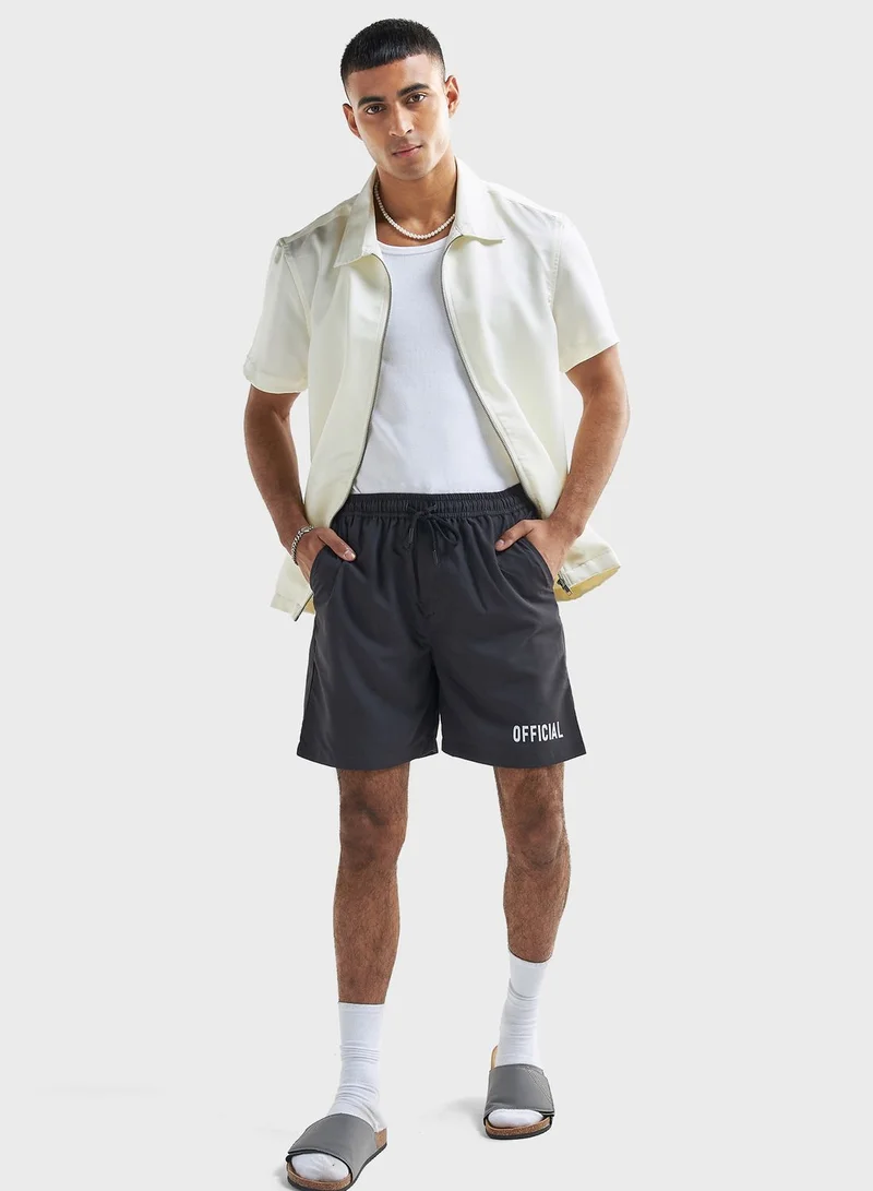 FAV Slogan Drawstring Shorts