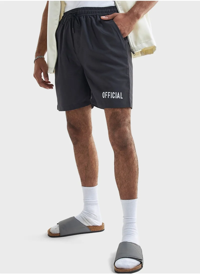 FAV Slogan Drawstring Shorts