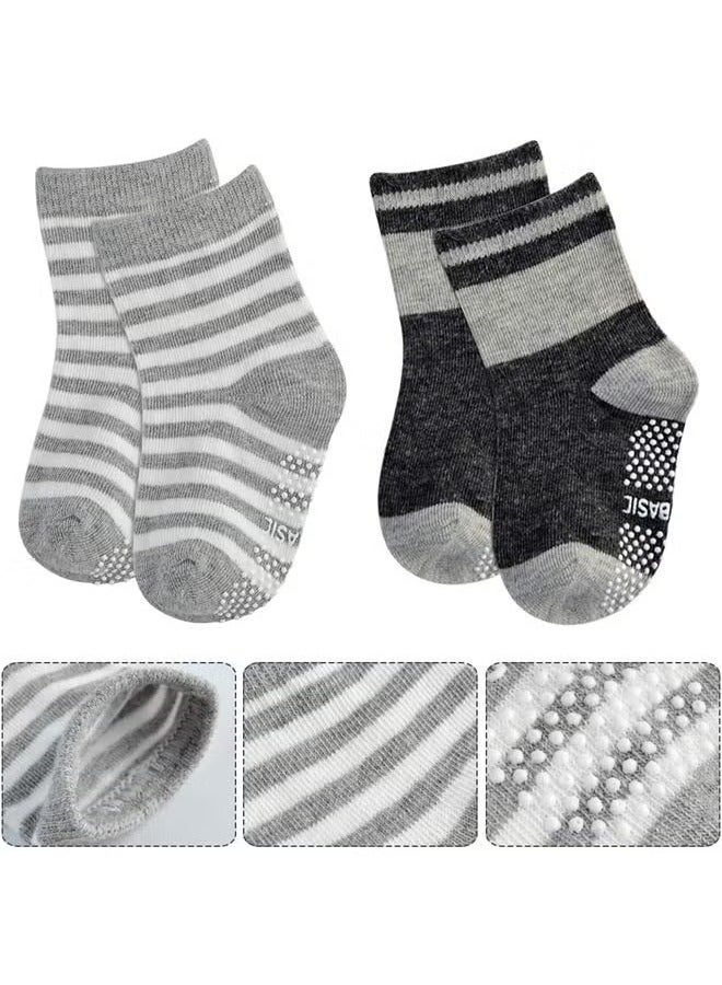 YelaJoy 12 Pairs Of Cotton Non-Slip Striped Baby Socks for Kids Boys' Socks Girls' Socks Multicolor - Image 2