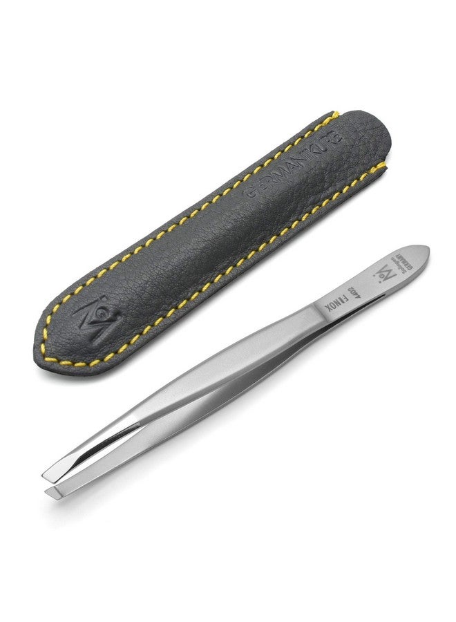 GERMANIKURE Slanted Tweezers in Leather Case - Made in Solingen Germany - Image 1