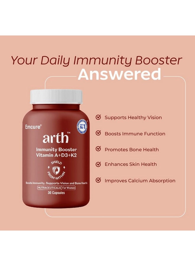 Arth Immunity Booster | Daily Immune Support with Vitamins A, D3 & K2 | Emcure Pharmaceuticals Ltd. | 30 Veg Capsules - Image 2