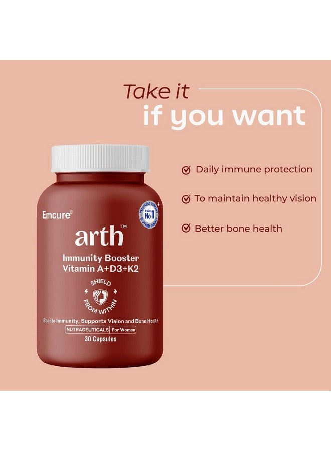 Arth Immunity Booster | Daily Immune Support with Vitamins A, D3 & K2 | Emcure Pharmaceuticals Ltd. | 30 Veg Capsules - Image 5
