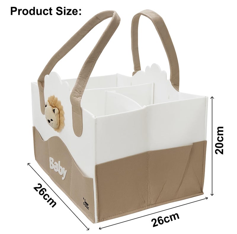 House of Quirk Baby Diaper Caddy Organizer | Portable Nursery Storage Basket for Diapers & Wipes | Baby Shower Gift & Car Organizer for Newborn Essentials – Bear White - Image 3