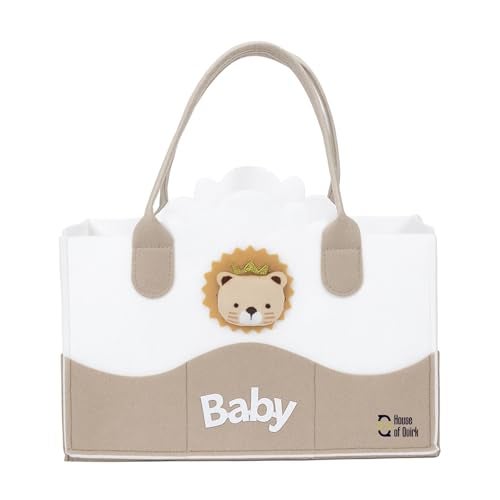 House of Quirk Baby Diaper Caddy Organizer | Portable Nursery Storage Basket for Diapers & Wipes | Baby Shower Gift & Car Organizer for Newborn Essentials – Bear White - Image 2