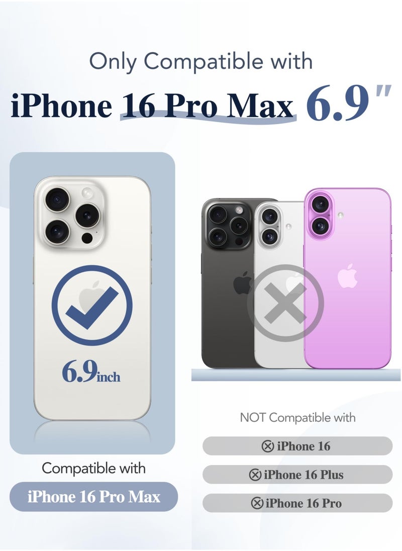BERFY Magnetic for iPhone 16 Pro Max Case 6.9" [Compatible with Magsafe] Built-in 9H Tempered Glass Screen Protector & Upgraded Camera Protection Full-Body Plating Phone Case for 16 ProMax Blue  - Image 2