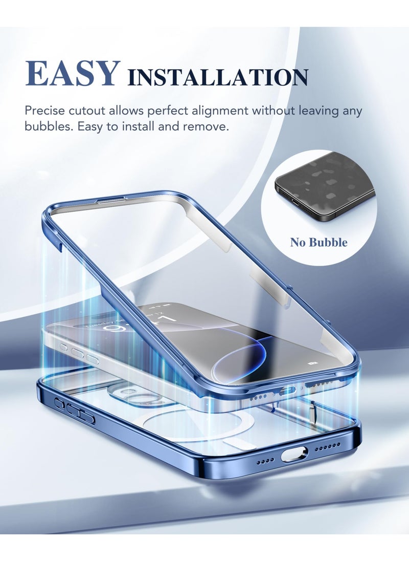 BERFY - Magnetic for iPhone 16 Pro Max Case 6.9" [Compatible with Magsafe] Built-in 9H Tempered Glass Screen Protector & Upgraded Camera Protection Full-Body Plating Phone Case for 16 ProMax Blue - Image 1