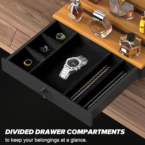 upcessory Cologne Organizer for Men, 3 Tier Wood Perfume Organizer with Felt Lining Drawer and Hidden Compartment Perfume Display Holder, A gift for men - Image 2