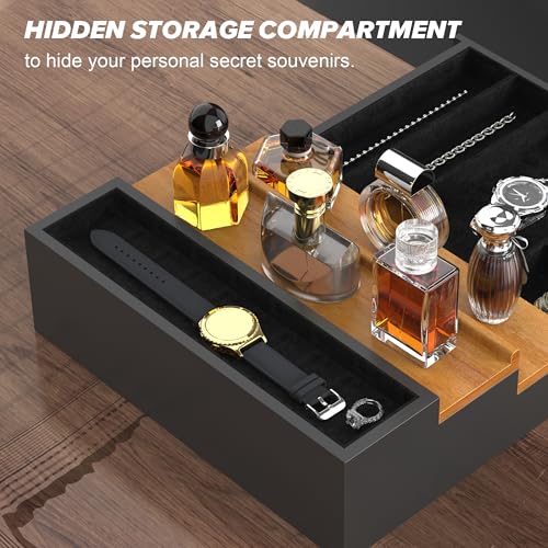 upcessory Cologne Organizer for Men, 3 Tier Wood Perfume Organizer with Felt Lining Drawer and Hidden Compartment Perfume Display Holder, A gift for men - Image 4