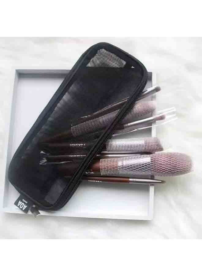 Portable Makeup Bag, Makeup Brush Travel Case - Mesh Bag for Beauty Tools Storage and Organization, Toiletry Accessories Organizer, Unisex, Small and Lightweight, 23x9.5x2cm (Black) - Image 5