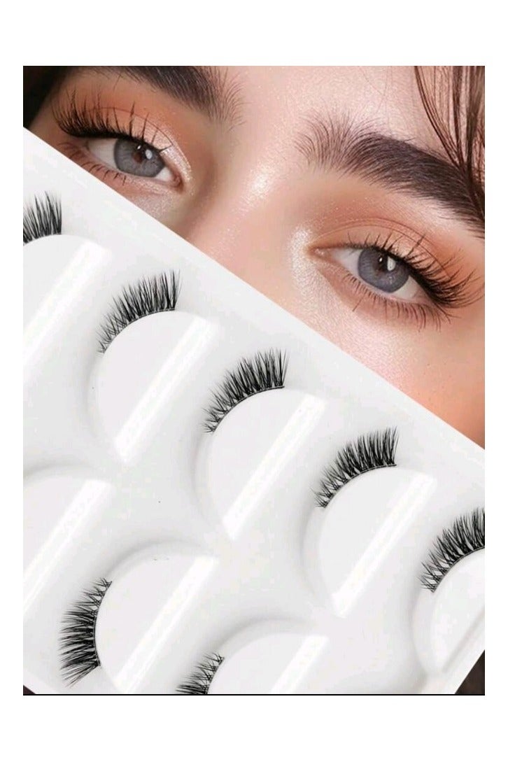 روزي لاشيز 5 أزواج من الرموش الطرفيه رموش مسحوبة لطرف العين بخط جفن شفاف مريح للاستخدام عدة مرات - Image 1