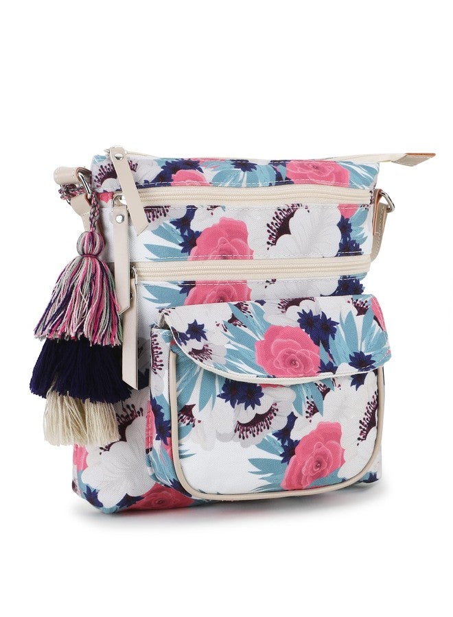 Anekaant Unisex Adult Rangoli Cream & Multi Polycotton & Canvas Floral Digital Printed Sling Bag - Image 3