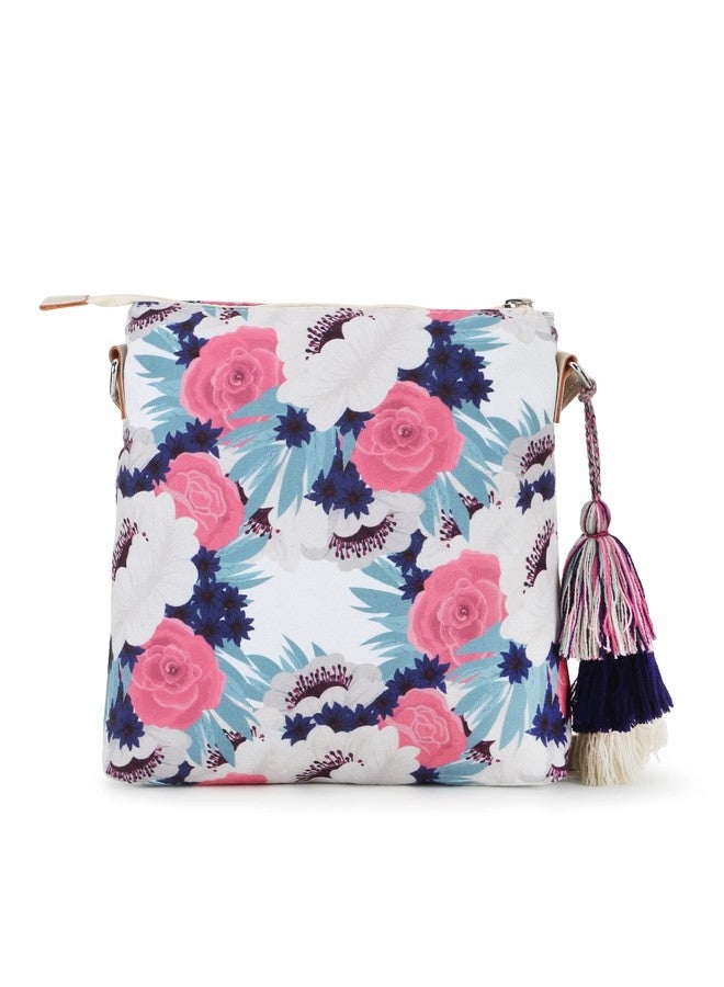 Anekaant Unisex Adult Rangoli Cream & Multi Polycotton & Canvas Floral Digital Printed Sling Bag - Image 4