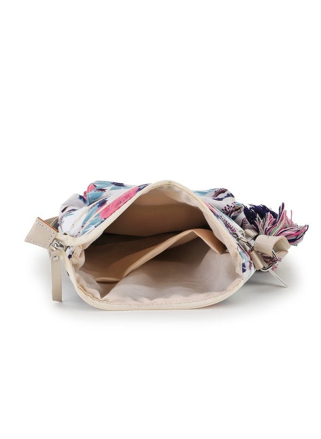 Anekaant Unisex Adult Rangoli Cream & Multi Polycotton & Canvas Floral Digital Printed Sling Bag - Image 5