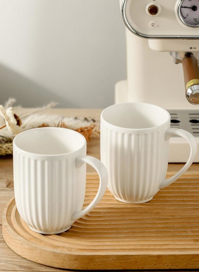 Hasense Porcelain Coffee Mug Set of 2, 20 Oz Large Coffee Mug, Ceramic Latte Cup with Handle, Modern Ribbed Design Tea Cup for Coffee, Cocoa, Wedding, Housewarming Gift, White - Image 2