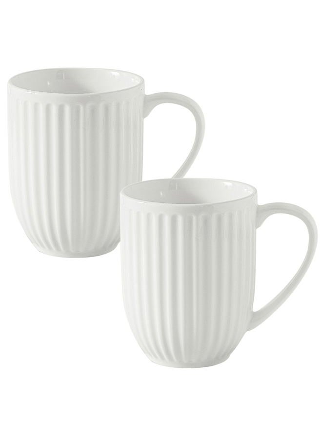 Hasense Porcelain Coffee Mug Set of 2, 20 Oz Large Coffee Mug, Ceramic Latte Cup with Handle, Modern Ribbed Design Tea Cup for Coffee, Cocoa, Wedding, Housewarming Gift, White - Image 1
