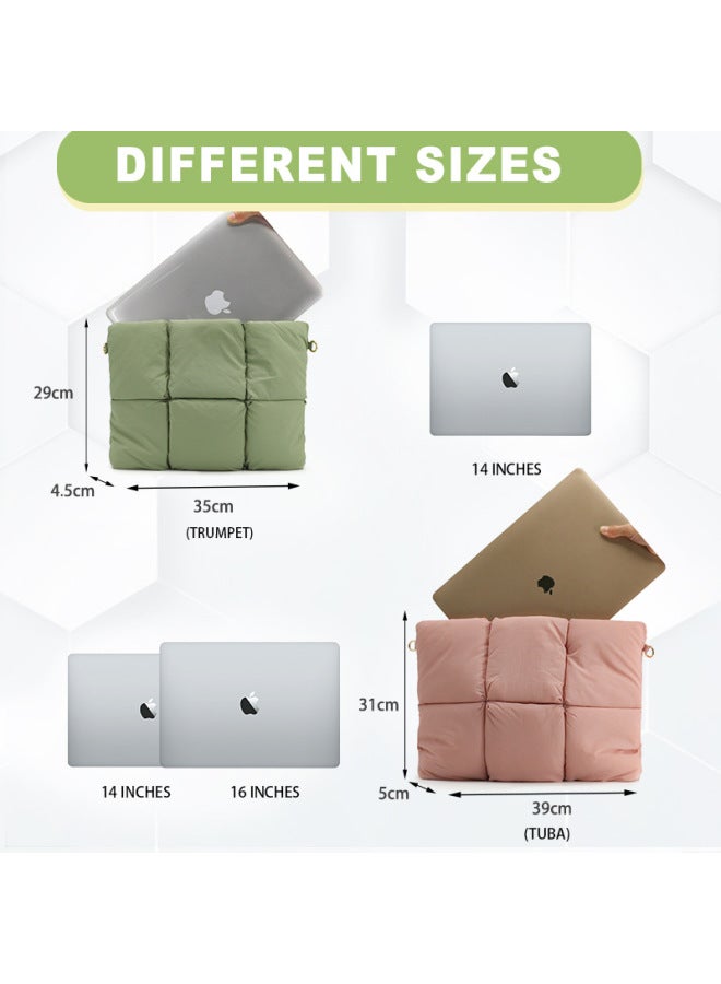 For Apple IPad Tablet PC Bag Protective Case Men's And Women's Down Liner Bag Waterproof Magnetic Absorbing Storage Bag Flat Bag-Color:Down Computer Bag (shoulder Strap Light Green)-size:16inch -wg24002  - Image 3