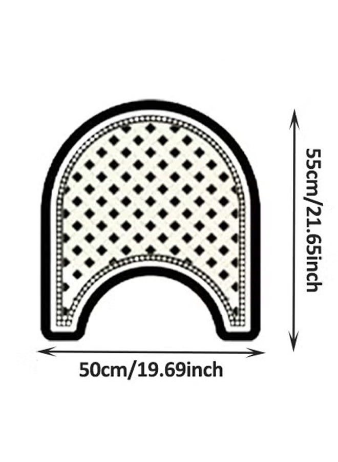 Purrhappy U Shaped Toilet Rug Contour Mat, Machine Washable Non Slip Toilet Floor Rug, Ultra Soft Extra Thick Highly Absorbent Quick-Dry Diatom Mud Bath Mat, Durable Bathroom Carpet for Shower Tub Toilet & Bathroom Floors (Black and White Plaid) - Image 2