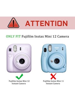 O Ozone Transparent Hard Camera Case for Fujifilm Instax Mini 12 Instant Camera Cover with Adjustable Strap  - Green  - Image 2