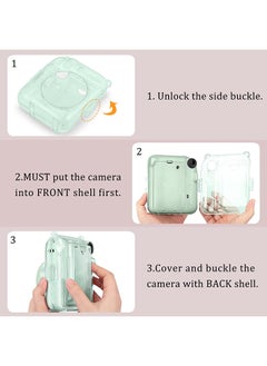 O Ozone Transparent Hard Camera Case for Fujifilm Instax Mini 12 Instant Camera Cover with Adjustable Strap  - Green  - Image 5