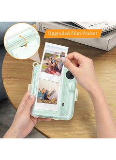 O Ozone Transparent Hard Camera Case for Fujifilm Instax Mini 12 Instant Camera Cover with Adjustable Strap  - Green  - Image 4