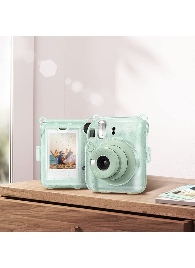 O Ozone - Transparent Hard Camera Case for Fujifilm Instax Mini 12 Instant Camera Cover with Adjustable Strap  - Green - Image 1