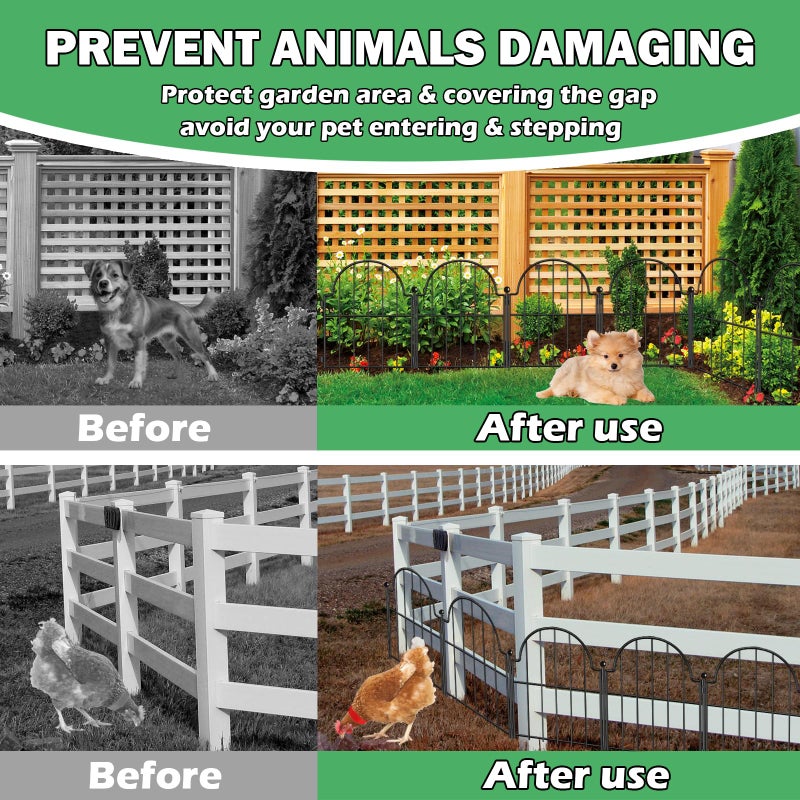 Blingluck Garden Fence, 17 in(H) x 21 ft(L) Arched Rustproof Metal No Dig Fence Garden Fence Border, Ground Stake Animal Barrier Fence for Rabbit Dog, Outdoor Landscape Decor for Yard & Patio,19 Pack - Image 4