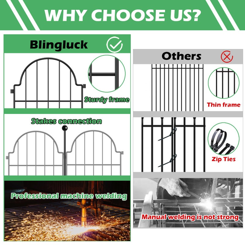 Blingluck Garden Fence, 17 in(H) x 21 ft(L) Arched Rustproof Metal No Dig Fence Garden Fence Border, Ground Stake Animal Barrier Fence for Rabbit Dog, Outdoor Landscape Decor for Yard & Patio,19 Pack - Image 5