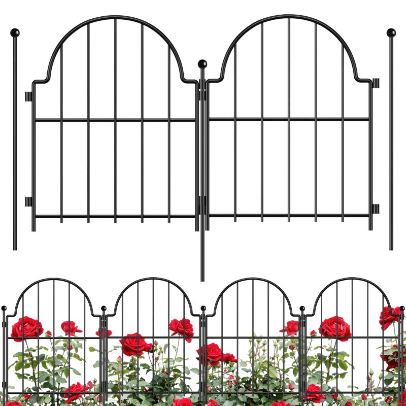 Blingluck Garden Fence, 17 in(H) x 21 ft(L) Arched Rustproof Metal No Dig Fence Garden Fence Border, Ground Stake Animal Barrier Fence for Rabbit Dog, Outdoor Landscape Decor for Yard & Patio,19 Pack - Image 1
