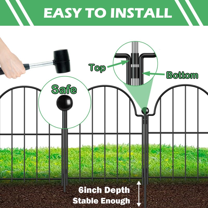Blingluck Garden Fence, 17 in(H) x 21 ft(L) Arched Rustproof Metal No Dig Fence Garden Fence Border, Ground Stake Animal Barrier Fence for Rabbit Dog, Outdoor Landscape Decor for Yard & Patio,19 Pack - Image 3