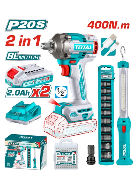 combo kit 20-volt impact wrench with 2 batteries and a  charger ,socket set ,work lamp ,screwdriver bits