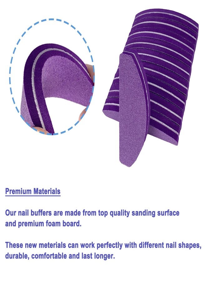 GigaGround 20 PCs Nail Buffers, Double Sided Nail Files Buffer Blocks 100/180 Grit Portable Washable Sanding Buffing File Arc Shape (Purple) - Image 4