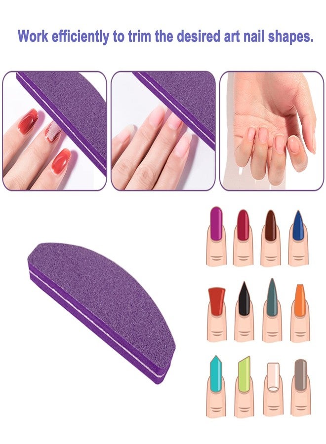 GigaGround 20 PCs Nail Buffers, Double Sided Nail Files Buffer Blocks 100/180 Grit Portable Washable Sanding Buffing File Arc Shape (Purple) - Image 5