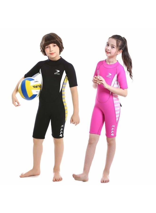 ZCCO 2.5mm Kids Shorty Wetsuit, Boys and Girls Full Body Thermal Neoprene Swimsuit, Back Zip Wet Suit for Scuba Diving, Swimming, Surfing - Image 1