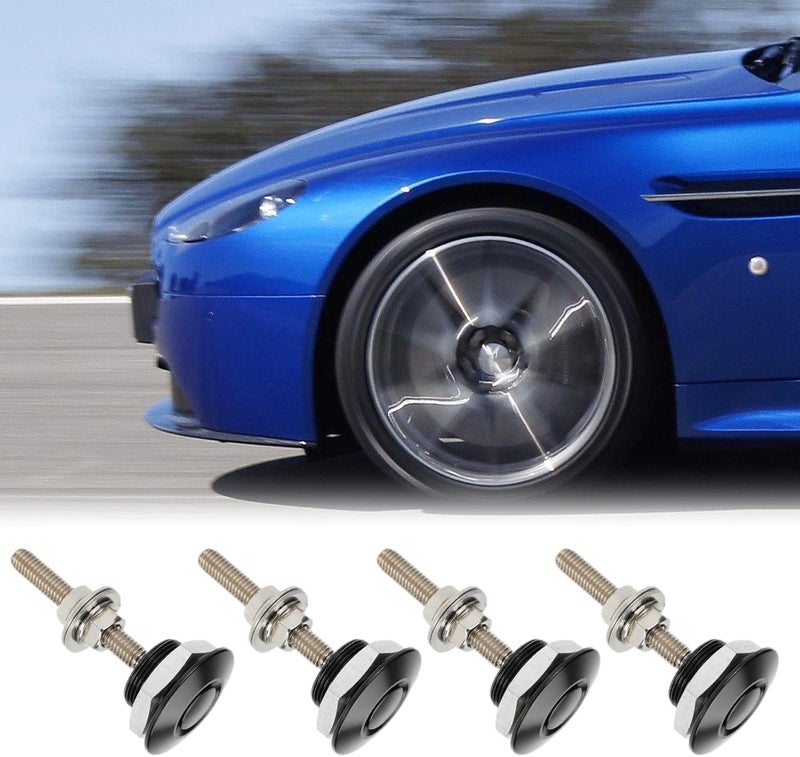 Roadtime 4 Pack Universal Bumper Quick Release Latch, Push Button Car Hood Pins Bonnet Lock Clip Kit for Car Bumpers, Hoods, Car License Plates or DIY Storage burden minimized build - Image 1