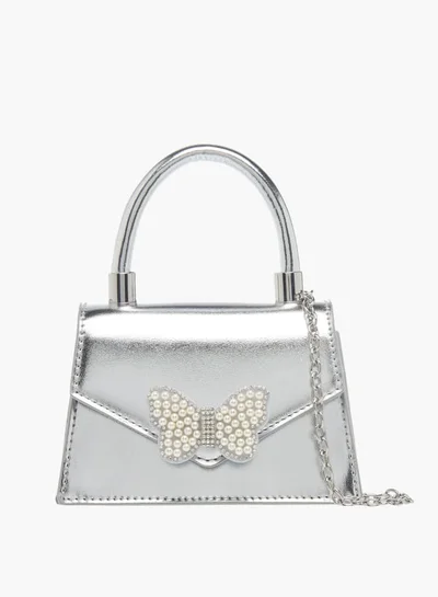 Flora Bella By Shoexpress Girls Pearl Embellished Crossbody Bag With Button Closure And Chain Strap