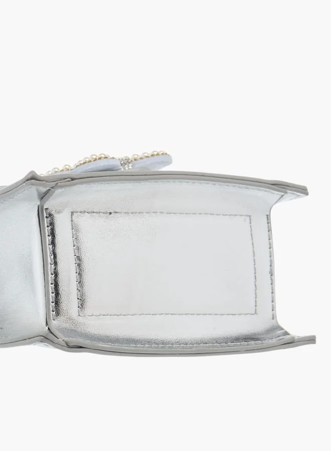 Flora Bella By Shoexpress Girls Pearl Embellished Crossbody Bag With Button Closure And Chain Strap