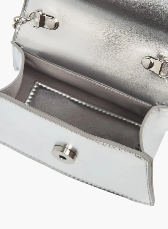 Flora Bella By Shoexpress Girls Pearl Embellished Crossbody Bag With Button Closure And Chain Strap