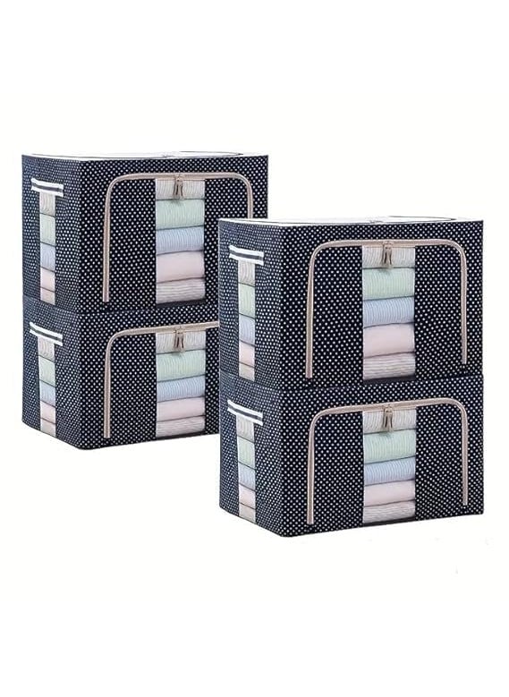 Krishn Kunj KRIAHN KUNJ Clothes Organiser for Wardrobe 66 Liter Large Storage Box for Clothes Foldable Steel Frame Wardrobe Organizer Cloth Box with Zipper with Clear Window and Handle organizer PC 4  - Image 1