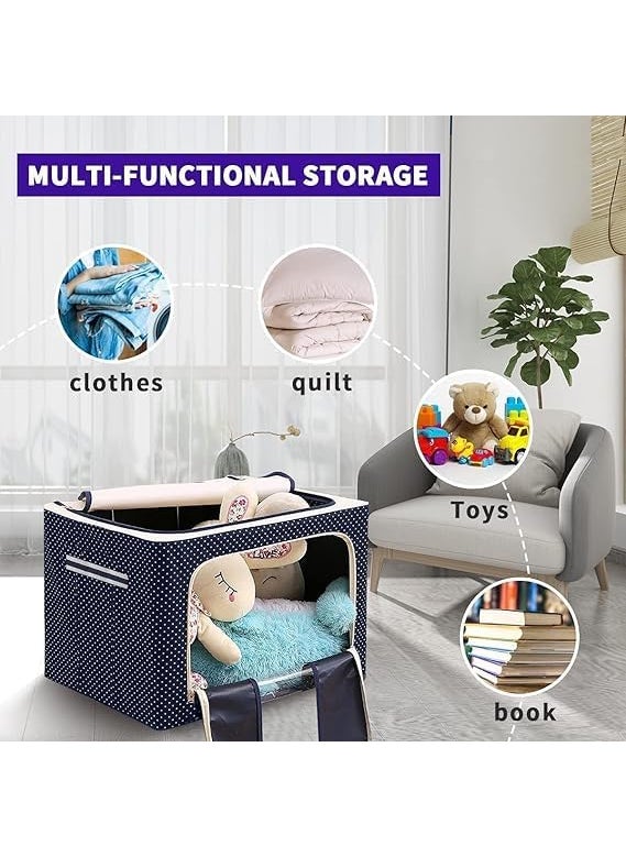 Krishn Kunj KRIAHN KUNJ Clothes Organiser for Wardrobe 66 Liter Large Storage Box for Clothes Foldable Steel Frame Wardrobe Organizer Cloth Box with Zipper with Clear Window and Handle organizer PC 4  - Image 5