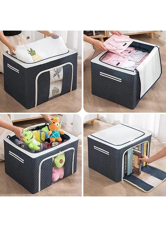 Krishn Kunj KRIAHN KUNJ Clothes Organiser for Wardrobe 66 Liter Large Storage Box for Clothes Foldable Steel Frame Wardrobe Organizer Cloth Box with Zipper with Clear Window and Handle organizer PC 4  - Image 2