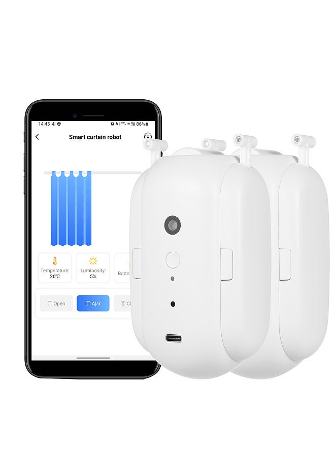 Generic - BT Automatic Curtain Opener Closer Robot Wireless Smart Curtain Motor Timer Voice Control Smart Home Automation Device for Curtain Track Rod Replacement for Amazon Alexa Google Assistant - Image 1