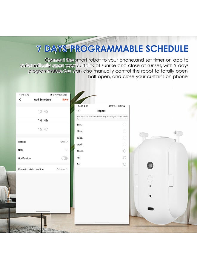 Generic - BT Automatic Curtain Opener Closer Robot Wireless Smart Curtain Motor Timer Voice Control Smart Home Automation Device for Curtain Track Rod Replacement for Amazon Alexa Google Assistant - Image 1